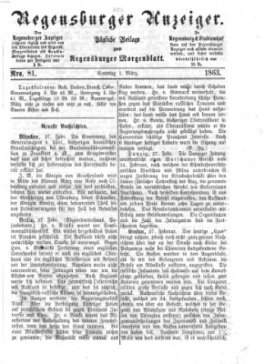 Regensburger Anzeiger Sonntag 1. März 1863