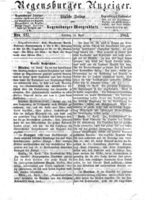 Regensburger Anzeiger Samstag 18. April 1863