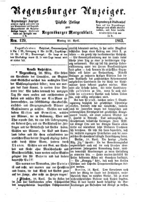 Regensburger Anzeiger Montag 20. April 1863