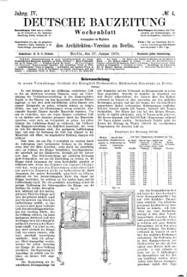 Deutsche Bauzeitung 〈Berlin〉 Donnerstag 27. Januar 1870