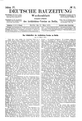 Deutsche Bauzeitung 〈Berlin〉 Donnerstag 17. März 1870