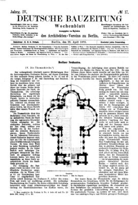 Deutsche Bauzeitung 〈Berlin〉 Donnerstag 28. April 1870