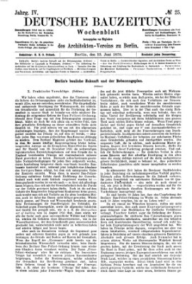 Deutsche Bauzeitung 〈Berlin〉 Donnerstag 23. Juni 1870