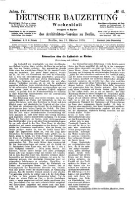 Deutsche Bauzeitung 〈Berlin〉 Donnerstag 13. Oktober 1870