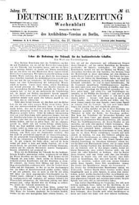 Deutsche Bauzeitung 〈Berlin〉 Donnerstag 27. Oktober 1870