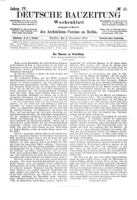 Deutsche Bauzeitung 〈Berlin〉 Donnerstag 3. November 1870