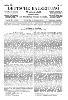 Deutsche Bauzeitung 〈Berlin〉 Donnerstag 10. November 1870