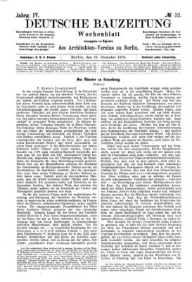 Deutsche Bauzeitung 〈Berlin〉 Donnerstag 29. Dezember 1870