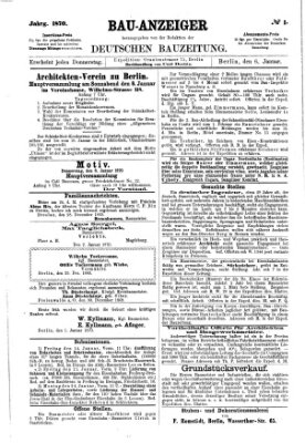 Bau-Anzeiger Donnerstag 6. Januar 1870