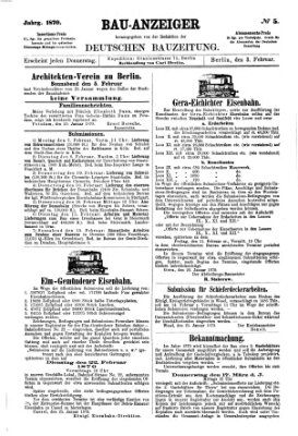 Bau-Anzeiger Donnerstag 3. Februar 1870