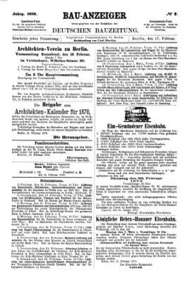 Bau-Anzeiger Donnerstag 17. Februar 1870