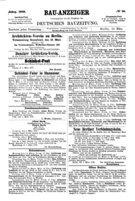 Bau-Anzeiger Donnerstag 10. März 1870