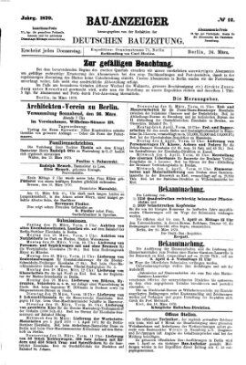 Bau-Anzeiger Donnerstag 24. März 1870