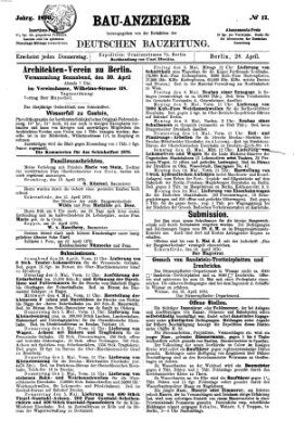 Bau-Anzeiger Donnerstag 28. April 1870