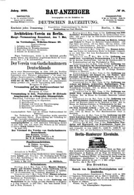 Bau-Anzeiger Donnerstag 5. Mai 1870