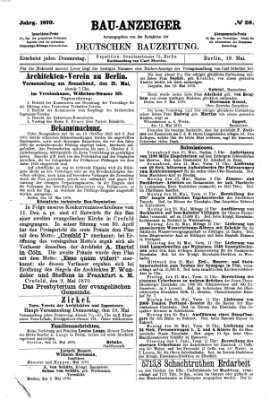 Bau-Anzeiger Donnerstag 19. Mai 1870