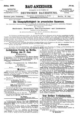 Bau-Anzeiger Donnerstag 16. Juni 1870