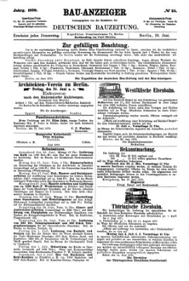 Bau-Anzeiger Donnerstag 23. Juni 1870