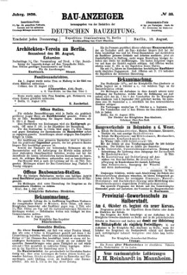 Bau-Anzeiger Donnerstag 18. August 1870