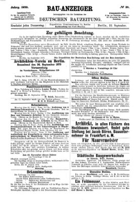 Bau-Anzeiger Donnerstag 22. September 1870