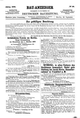 Bau-Anzeiger Donnerstag 29. September 1870