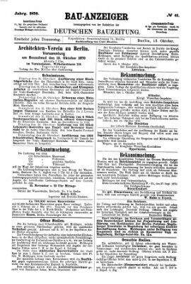 Bau-Anzeiger Donnerstag 13. Oktober 1870