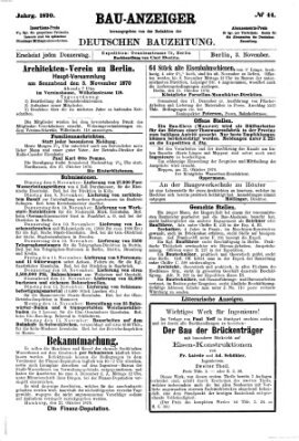 Bau-Anzeiger Donnerstag 3. November 1870