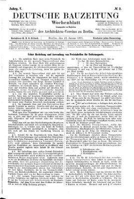 Deutsche Bauzeitung 〈Berlin〉 Donnerstag 12. Januar 1871