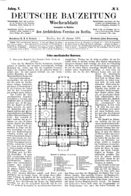 Deutsche Bauzeitung 〈Berlin〉 Donnerstag 19. Januar 1871