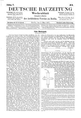 Deutsche Bauzeitung 〈Berlin〉 Donnerstag 2. März 1871