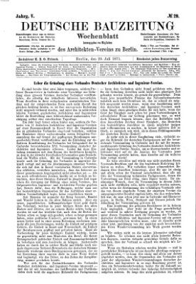 Deutsche Bauzeitung 〈Berlin〉 Donnerstag 20. Juli 1871