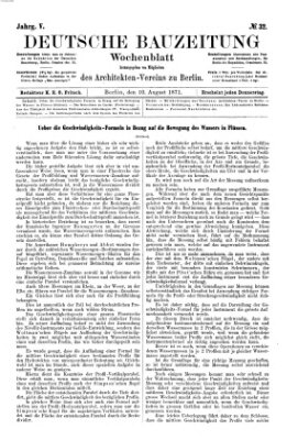 Deutsche Bauzeitung 〈Berlin〉 Donnerstag 10. August 1871