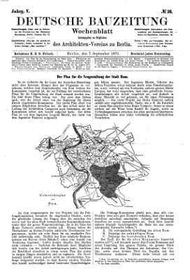 Deutsche Bauzeitung 〈Berlin〉 Donnerstag 7. September 1871