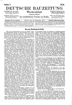 Deutsche Bauzeitung 〈Berlin〉 Donnerstag 21. September 1871