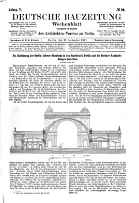 Deutsche Bauzeitung 〈Berlin〉 Donnerstag 28. September 1871