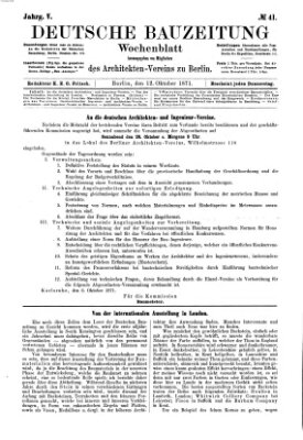 Deutsche Bauzeitung 〈Berlin〉 Donnerstag 12. Oktober 1871