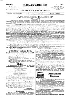 Bau-Anzeiger Donnerstag 5. Januar 1871