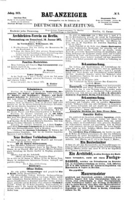 Bau-Anzeiger Donnerstag 12. Januar 1871