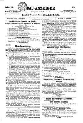 Bau-Anzeiger Donnerstag 2. Februar 1871