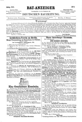 Bau-Anzeiger Donnerstag 9. Februar 1871