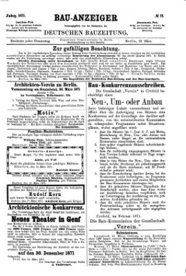 Bau-Anzeiger Donnerstag 23. März 1871