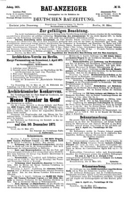 Bau-Anzeiger Donnerstag 30. März 1871