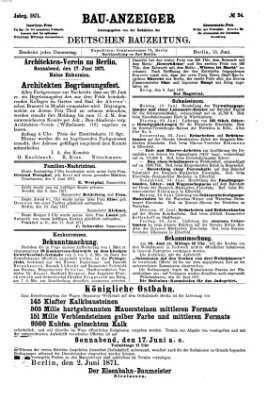 Bau-Anzeiger Donnerstag 15. Juni 1871