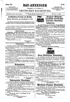 Bau-Anzeiger Donnerstag 6. Juli 1871