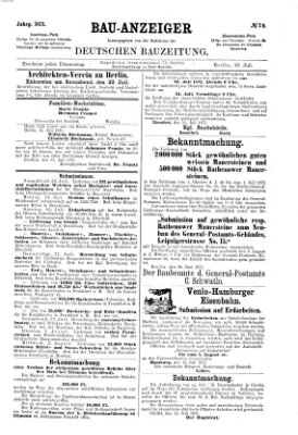 Bau-Anzeiger Donnerstag 20. Juli 1871