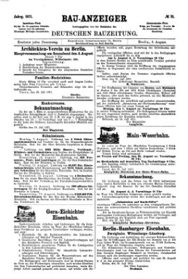 Bau-Anzeiger Donnerstag 3. August 1871