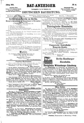 Bau-Anzeiger Donnerstag 2. November 1871