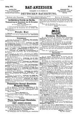 Bau-Anzeiger Donnerstag 23. November 1871