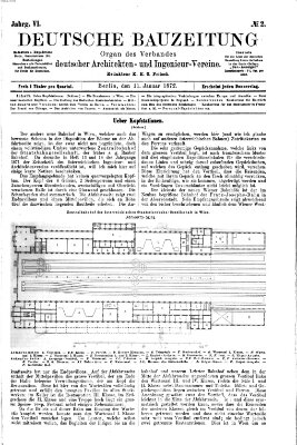 Deutsche Bauzeitung 〈Berlin〉 Donnerstag 11. Januar 1872