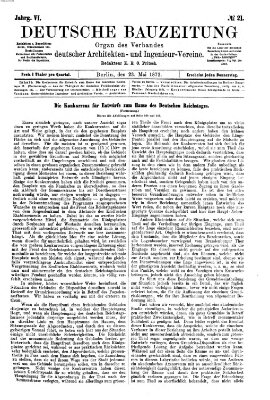 Deutsche Bauzeitung 〈Berlin〉 Donnerstag 23. Mai 1872